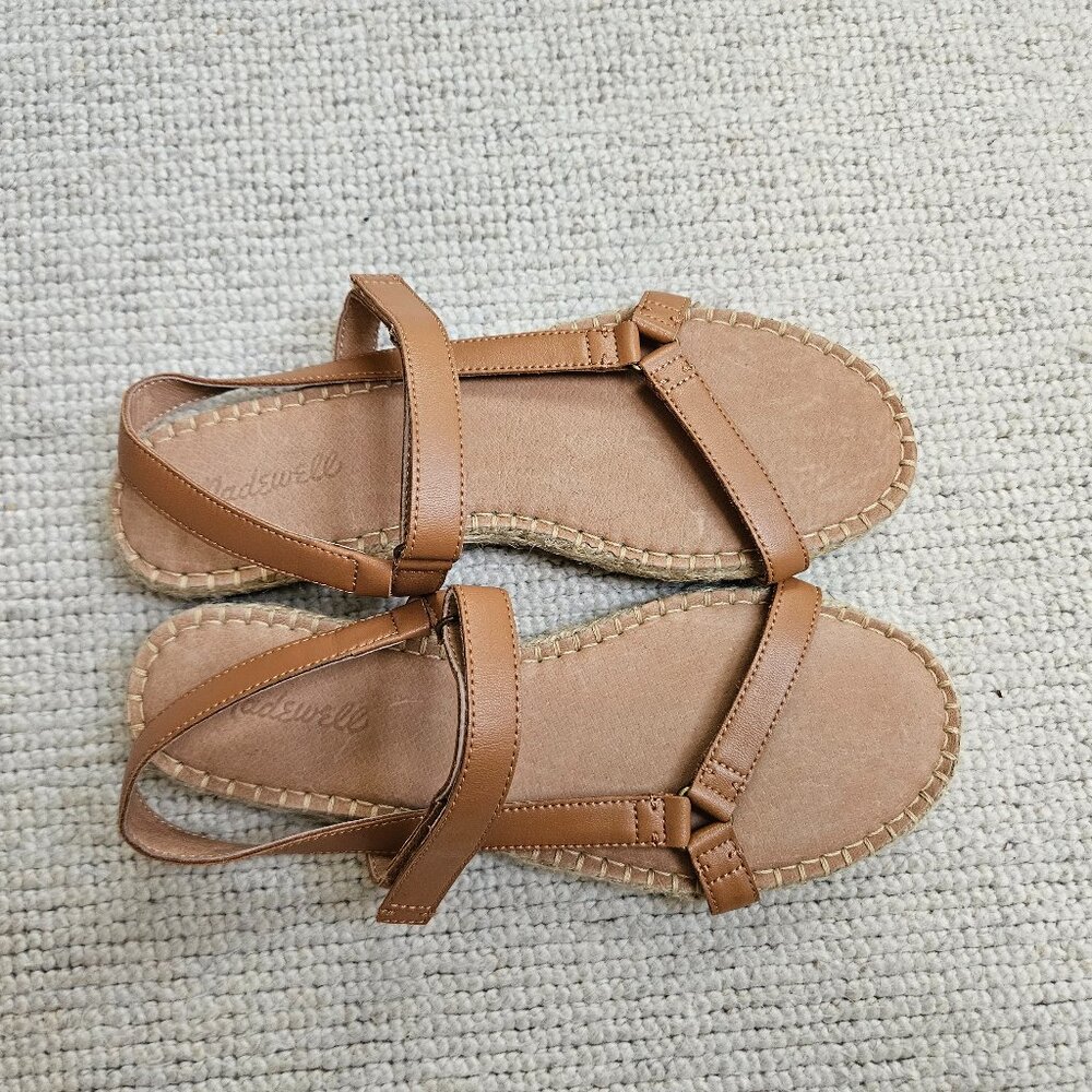 Madewell Hallie Espadrille Sandals in Leather Tan Brown Size 9 Casual Flat